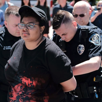 Maya Little was arrested today after pouring red paint on the statue called #silentsam at #uncchapelhill; a statue that celebrates a racist history in a public space unavoidable to students and community members who are threatened by it and the white supremacy it represents. https://www.instagram.com/p/BiNQ5jbA4Ql/